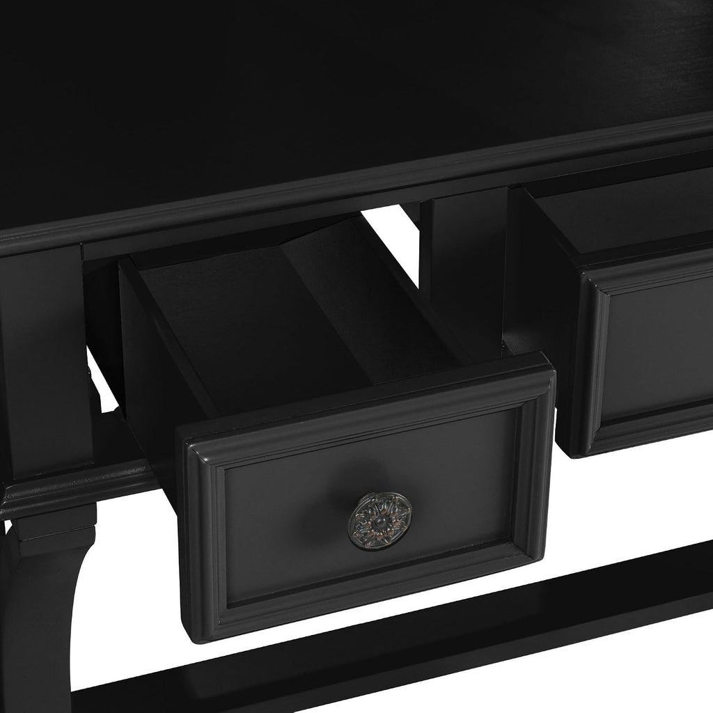 Poundex Bobkona Edna Vanity Set with Stool, Black