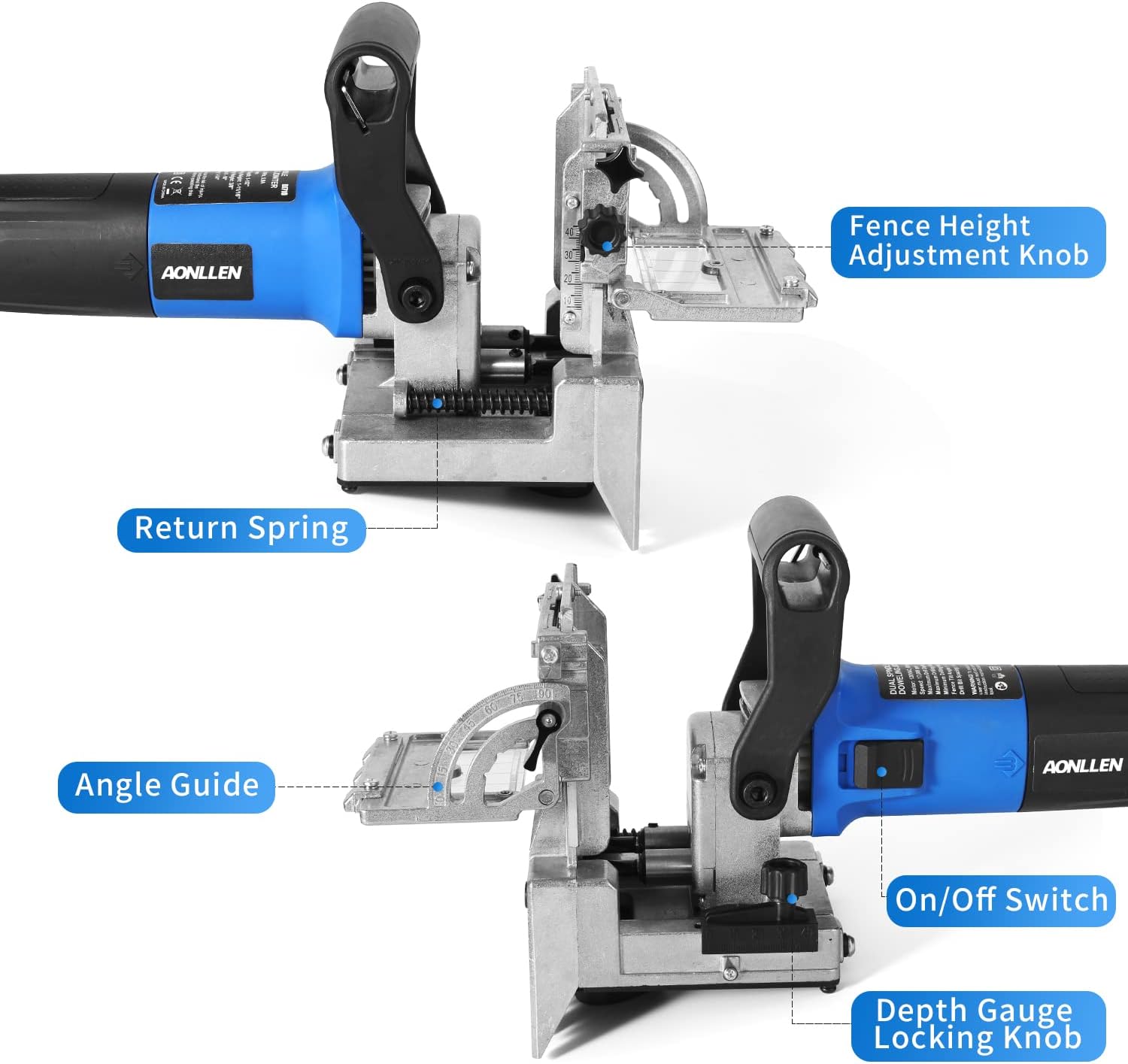 DJ710 Dual Spindle Dowel Jointer,Wood Dowels Joiner,with two 8mm and 6mm bits,Wooden Dowel Pins 80pcs,Biscuit Joiner