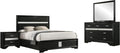 Coaster Home Furnishings Miranda Contemporary 4-Piece Bedroom Set Fabric Upholstered Eastern King Size Panel Bed Frame 54-inch Headboard Black 206360KE-S4