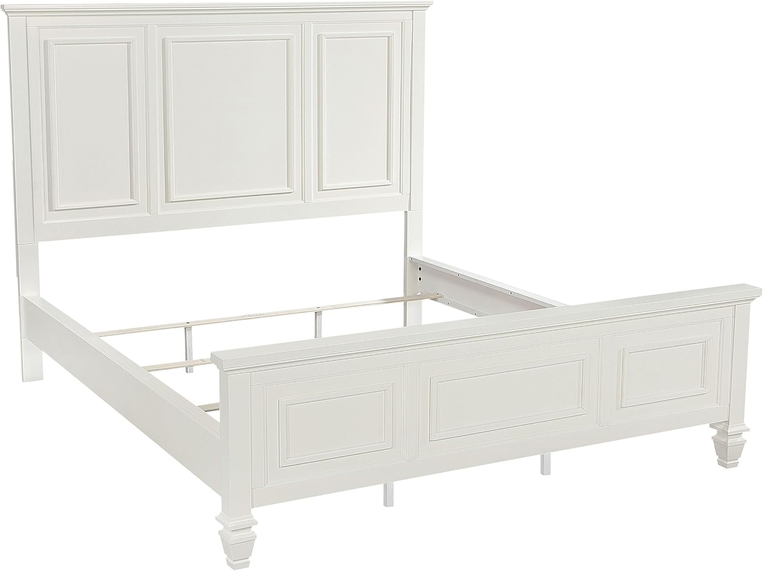 Coaster Home Furnishings Sandy Beach Coastal 4-Piece Bedroom Set California King Size Panel Bed Frame 63-inch Headboard Cream White 201301KWN-S4
