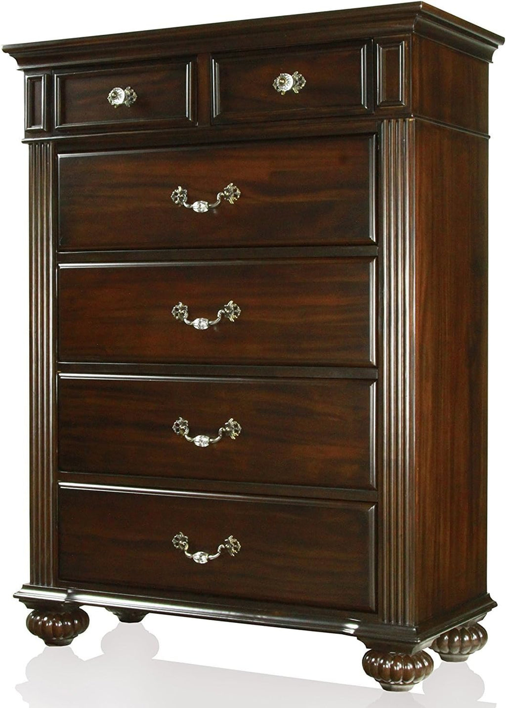 Syracuse Transitional Style Dark Walnut Finish Queen Size 6-Piece Bedroom Set