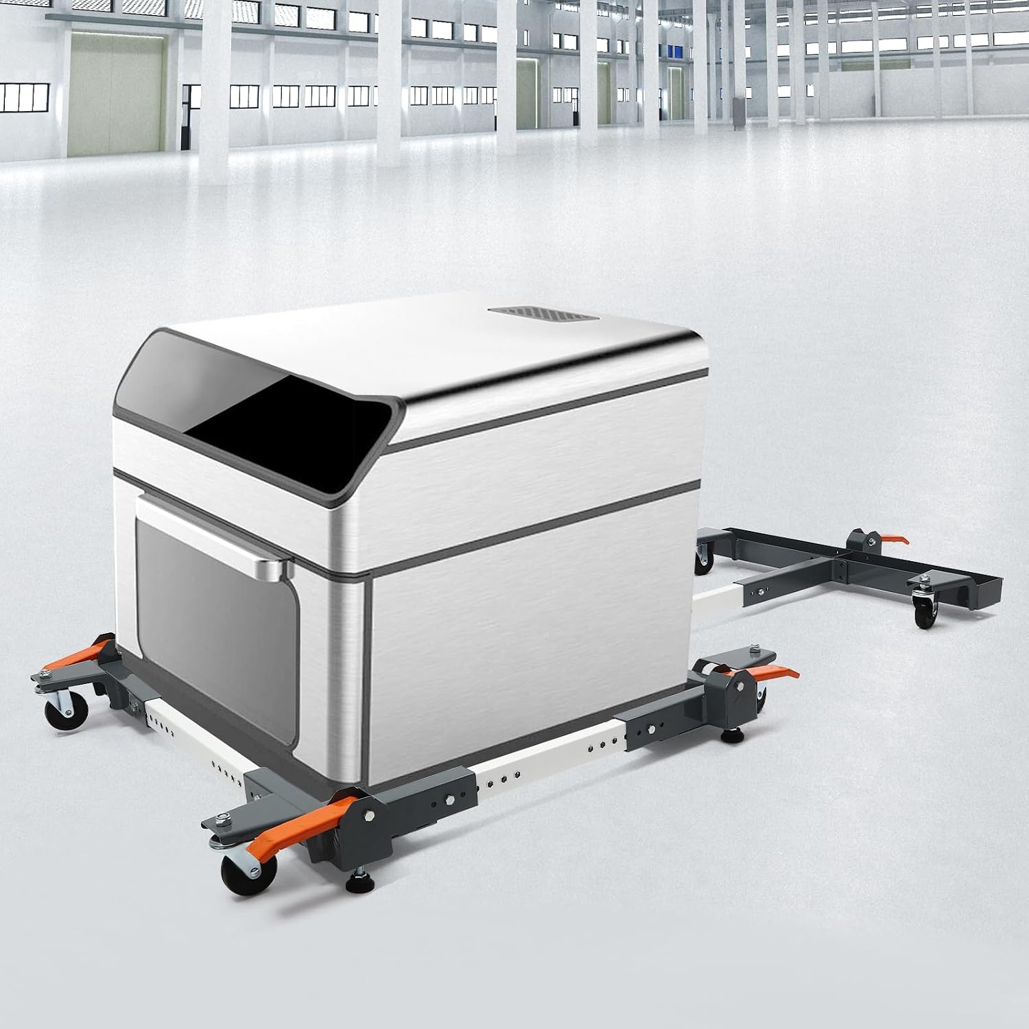 Adjustable Mobile Base with 6 Wheels, Heavy Duty Mobile Bases with Foot Brake, 20.7-28.15 in Horizontal Range, 23.45-76.61 in Longitudinal Range, Mobile Base for Factories and Homes