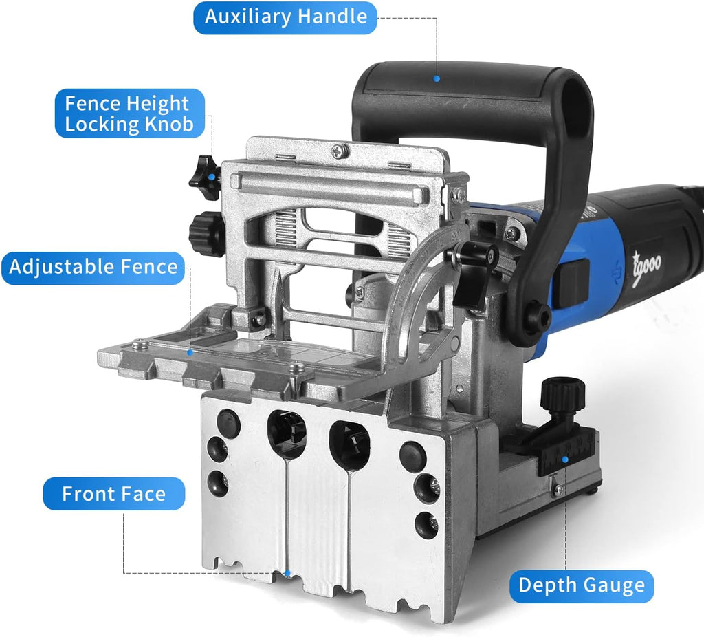 Dual-Spindle Doweling Jointer DJ710, 710W 120V 60Hz, Wood Plate Dowel Joiner, 2X10mm, 2X8mm and 2X6mm Drilling Bits, 90 Dowels