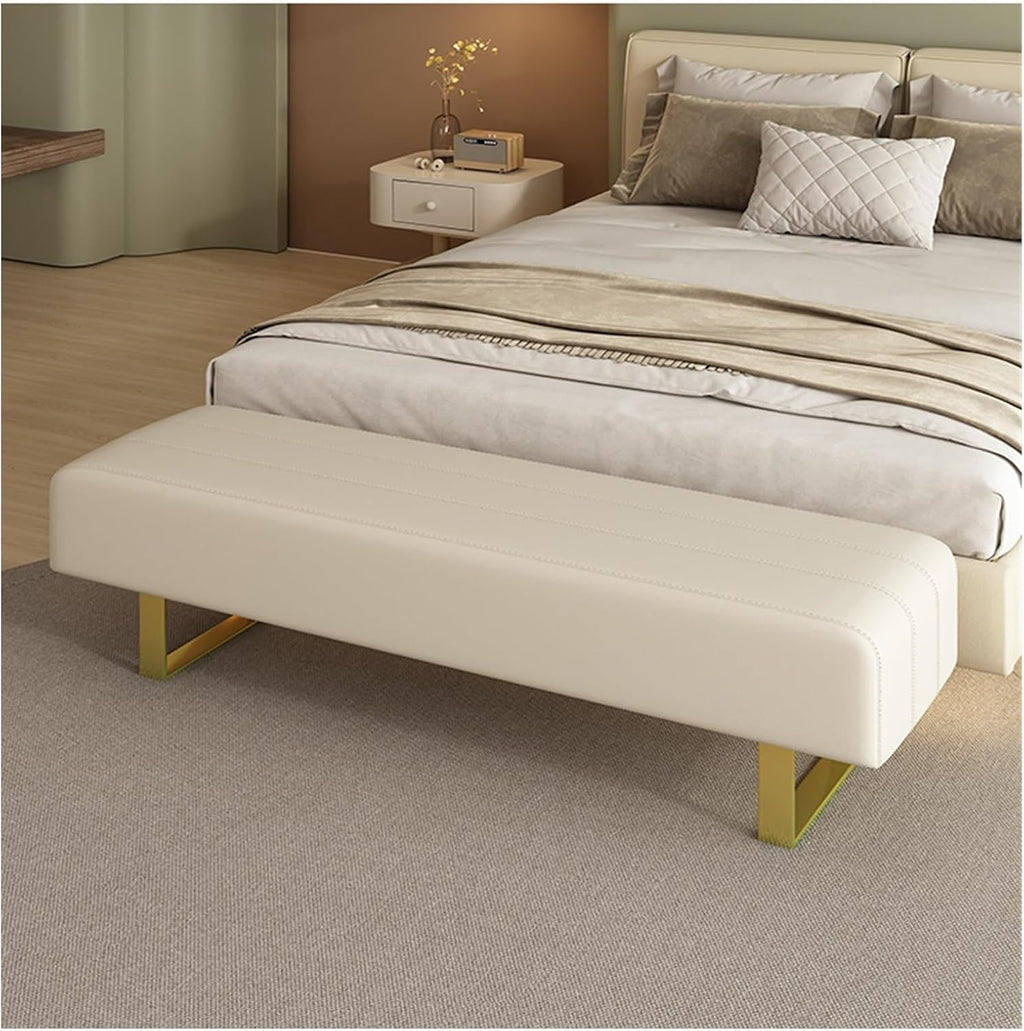 Bedroom End of Bed Bench End Of Bed Bench, Modern Entry Bench, Faux Leather Upholstered Dining Room Bench, Bedroom Bench With Metal Legs Ottoman Foot Rest Couch Long Bench ( Color : B , Size : 150*50*