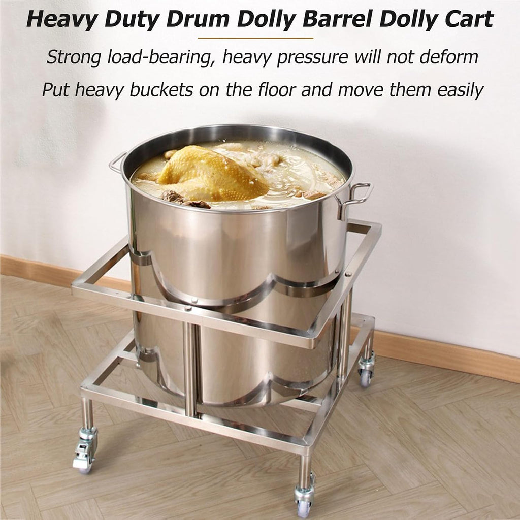 Heavy-Duty Stainless Steel Dolly Cart with Wheels - Versatile Rolling Platform for Plant Pots, Grease Buckets, and Car Washing Accessories
