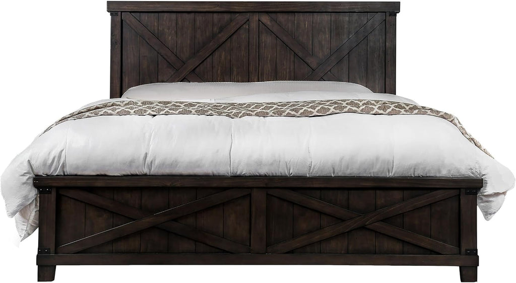 Furniture of America FOA Andrew 2pc Dark Walnut Solid Wood Bedroom Set - King + Nightstand