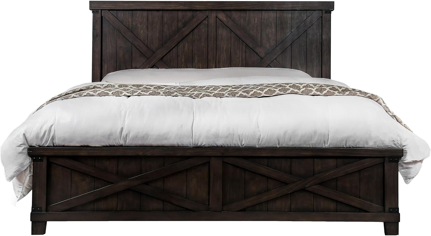 Furniture of America FOA Andrew 2pc Dark Walnut Solid Wood Bedroom Set - Cal King + Nightstand