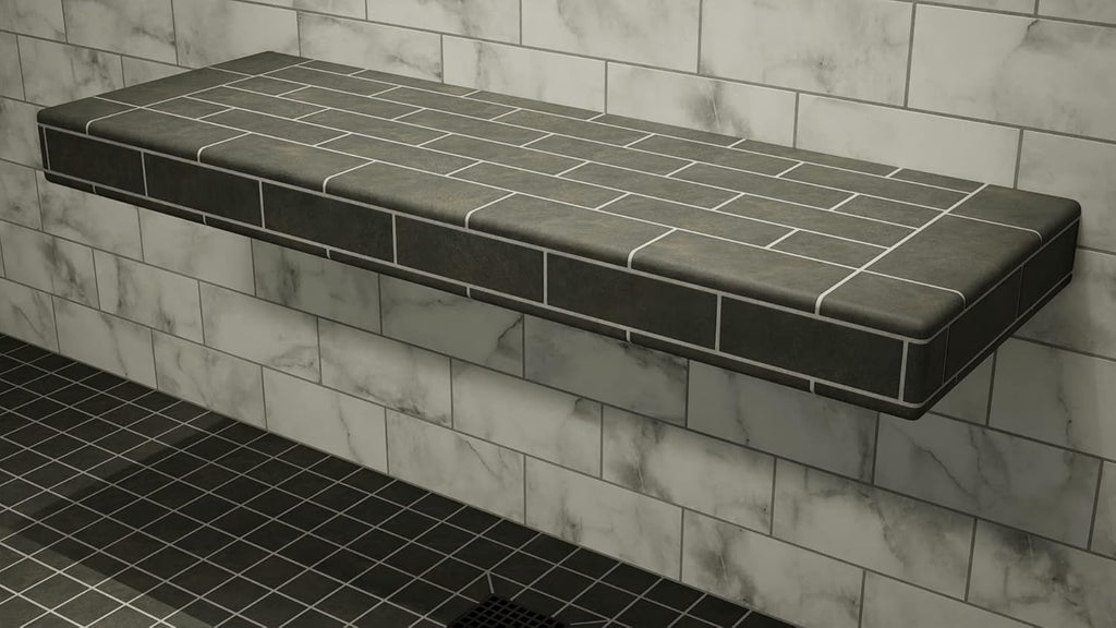 Floating Shower Bench Kit with Orange Waterproof Board - Original Shower Bench Bracket, Bath Bench Seat Bathroom Décor, Bathroom Accessories (12X24)