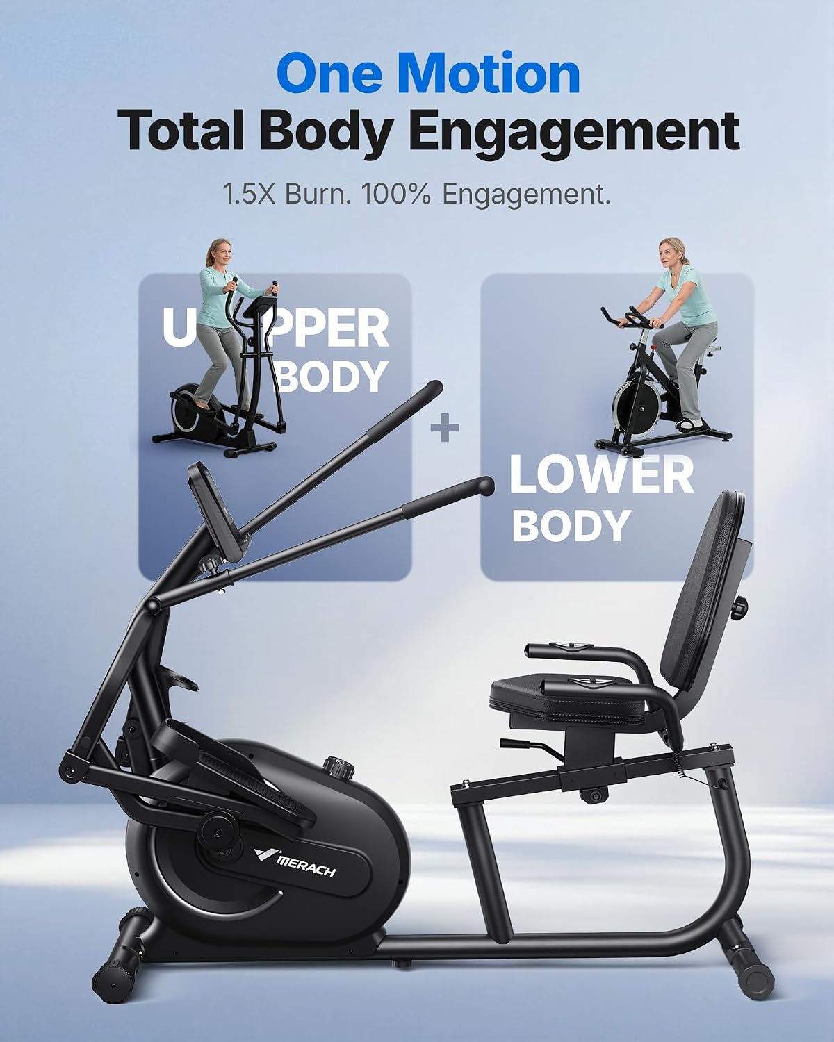 MERACH Recumbent Exercise Bikes for home, Light Commercial High-end Recumbent Bike for Seniors Adults, Magnetic Recumbent Exercise Bike with Smart Bluetooth and Exclusive App, LCD, Heart Rate Handle