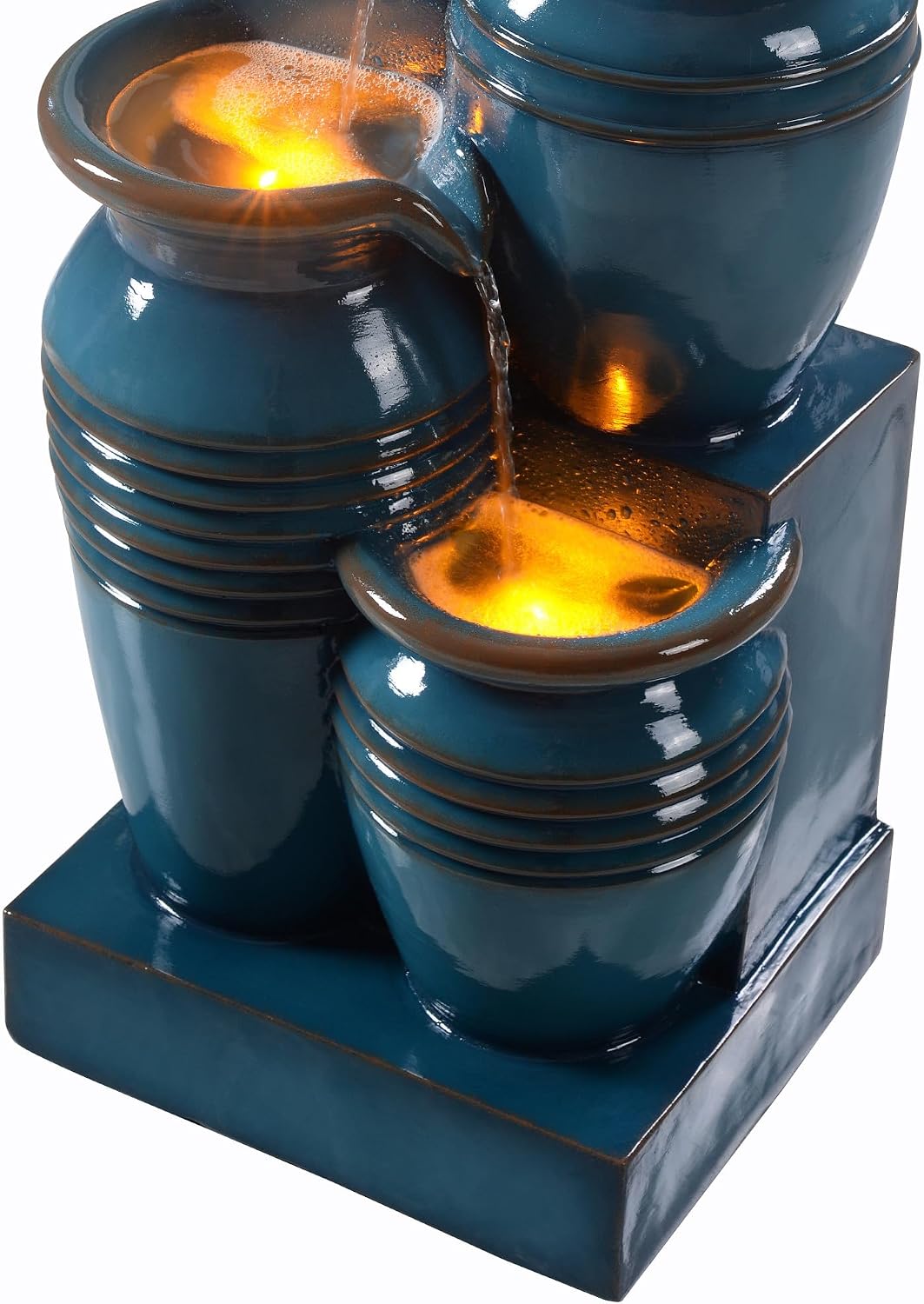 Teamson Home 28.7' 4-Tier Cascading Bowl Solar Powered Water Fountain for Outdoor Living Spaces, Blue