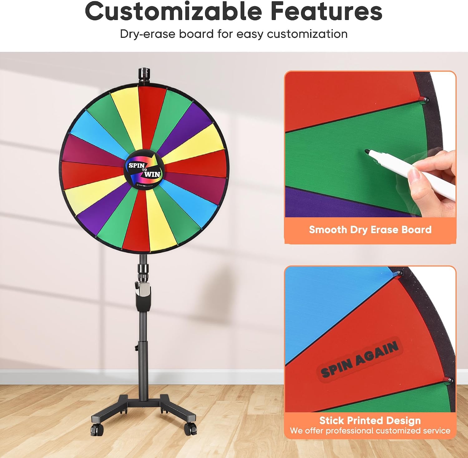 WinSpin 36' 3in1 Prize Wheel with Mobile Base Spinning Raffle Trade Show Market