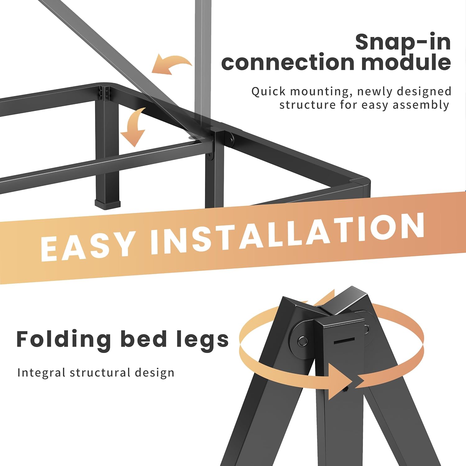 VIPSHOW 20 Inch King Heavy Duty 3500 lbs Bed Frame with Round-Corner Legs & Anti-Squeak Design – Quick Assembly Metal Platform, No Box Spring Needed