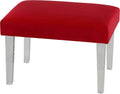 Cortesi Home Whitecrest Bench Ottoman with Clear Acrylic Legs 24' Wide Red Velvet