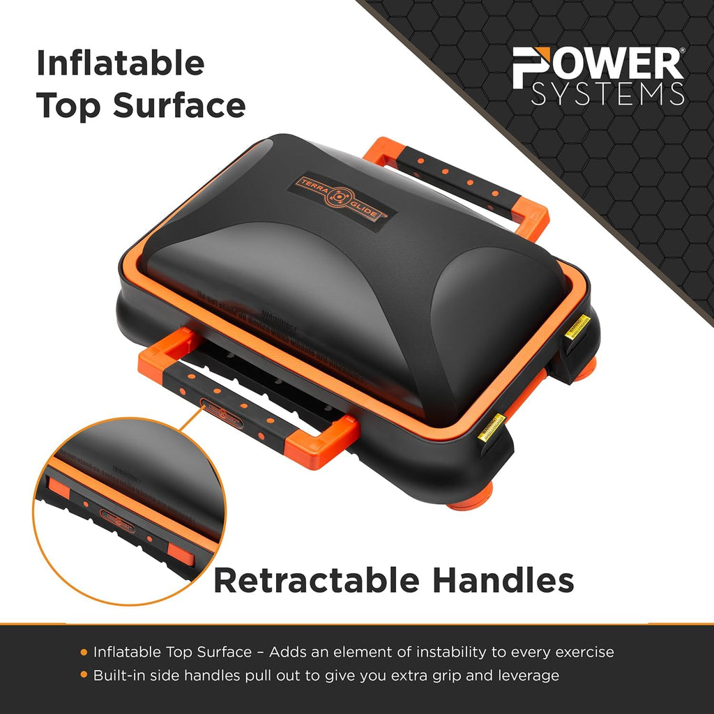 Terra Glide Balance Board and Ab Roller | Inflatable Core Trainer with Rolling Wheels & Pop Out Handles | Workout Exercise Wheel Core Strength Stability HIIT Pilates Mobility Ab Training Home Gym Equipment