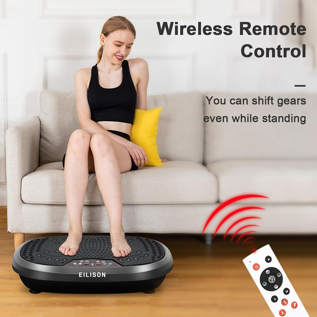EILISON FitMaxx 3D XL Vibration Plate Exercise Machine - Whole Body Workout Vibration Platform w/Loop Bands - Lymphatic Drainage Machine for Weight Loss, Shaping, Recovery