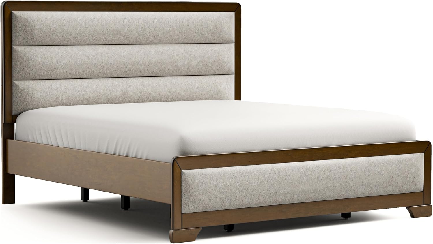 Furniture of America Johan Transitional Solid Wood 3-Piece Queen Panel Bedroom Set with 2 Nightstands, Box Spring Needed, Brown and Light Gray