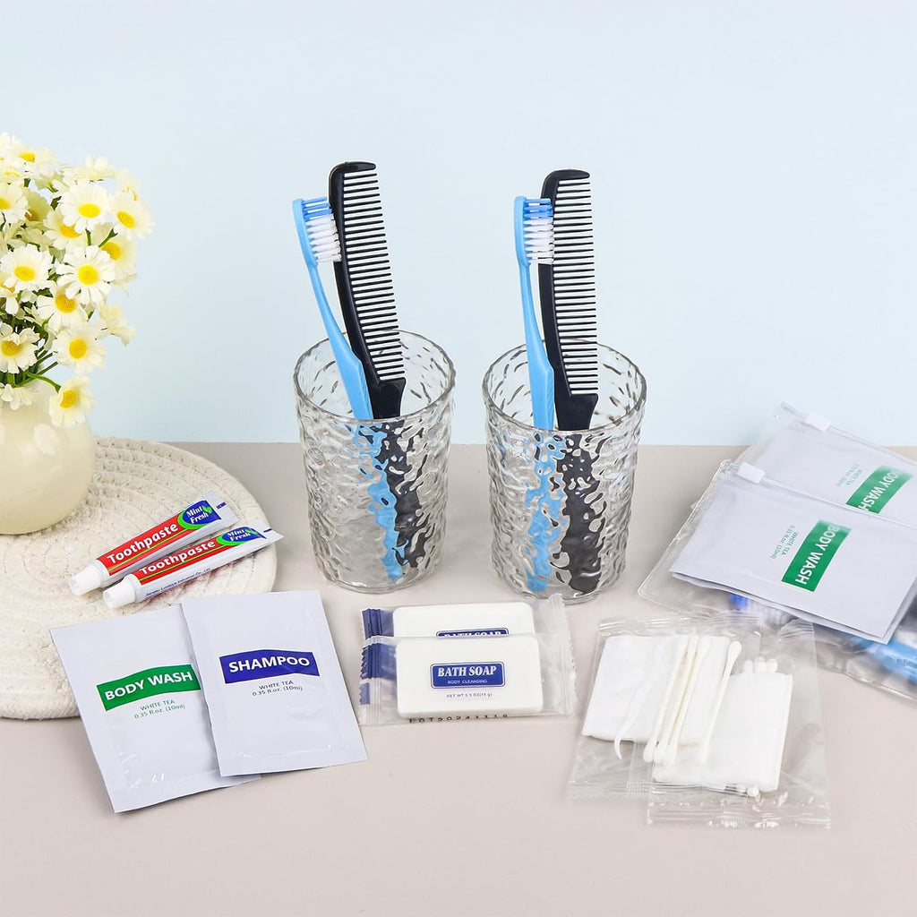 Pack of 100 Basic Toiletry Kits, Hygiene Kit Bulk, Individually Packed, Homeless Care Package Supplies Travel Size Toiletry Kit for Men Women Charity Reusable Toiletry Bag