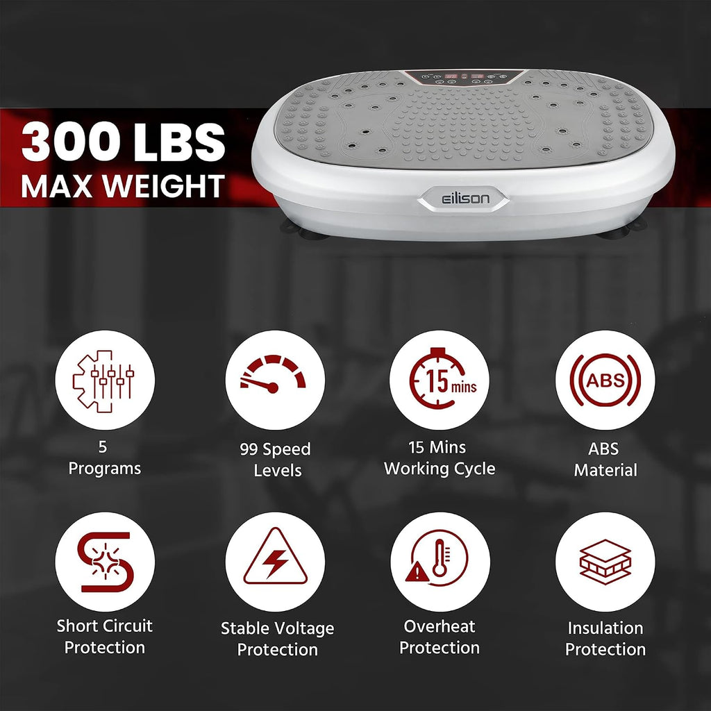 EILISON FitMaxx 3D XL Vibration Plate Exercise Machine - Whole Body Workout Vibration Platform w/Loop Bands - Lymphatic Drainage Machine for Weight Loss, Shaping, Recovery