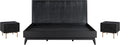 Armen Living Carnaby King 3 Piece Bedroom Set in Black Brushed Oak Wood