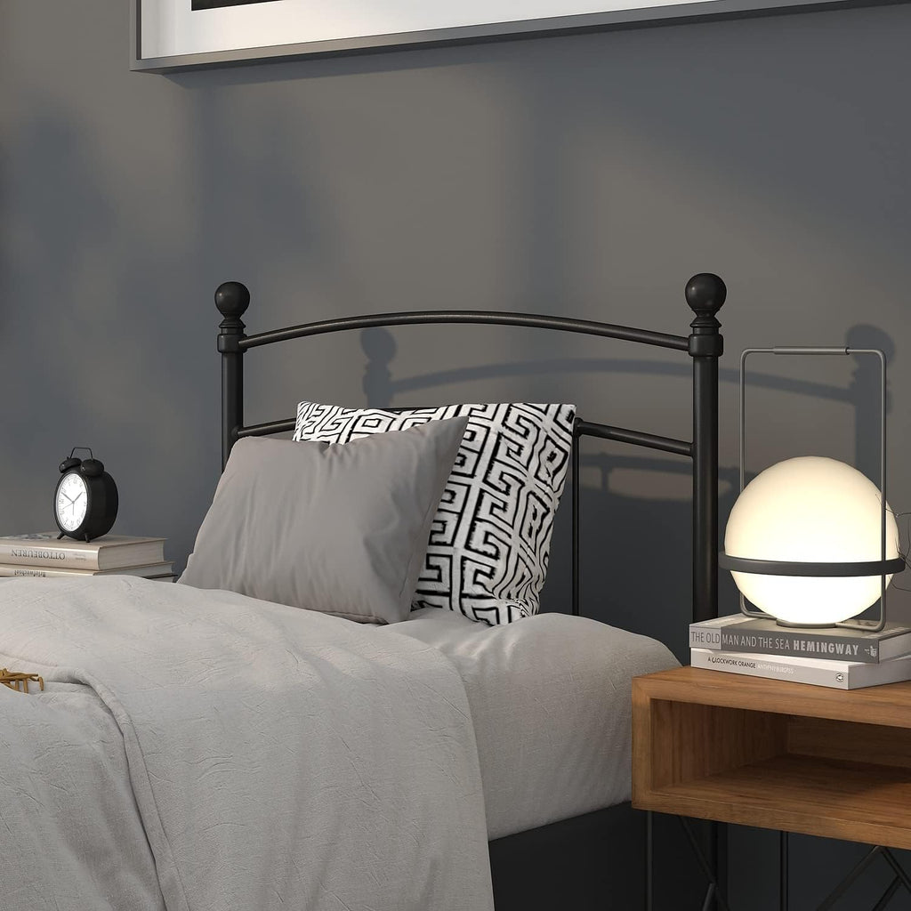 Flash Furniture Woodstock Decorative Black Metal Twin Size Open Slat Headboard with Round Posts