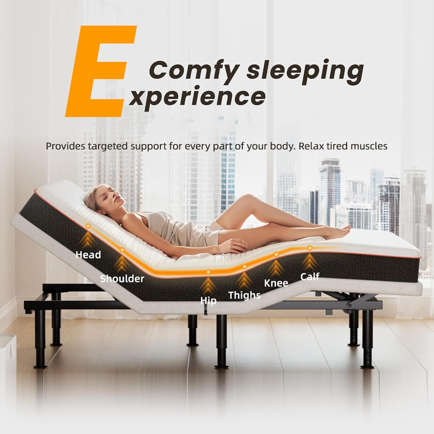Electric Queen Adjustable Bed Frame with Wireless Remote, Head Foot Incline, USB, Underbed Light - Heavy Duty Platform, Easy Assembly, Zero Gravity - Bedframe Basic with Quiet Motor