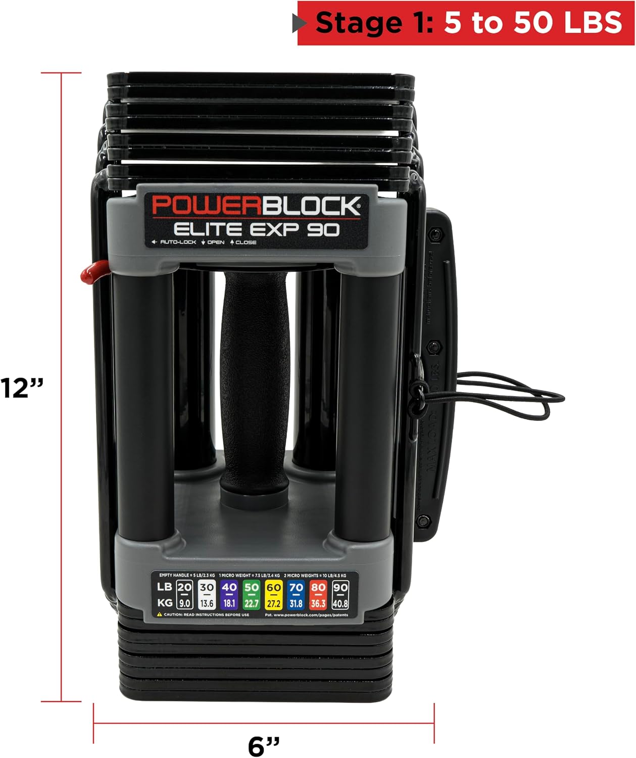 PowerBlock Elite EXP Adjustable Dumbbells, Sold in Pairs, Stage 1, 5-50 lb. Dumbbells, Durable Steel Build, Innovative Workout Equipment, All-in-One Dumbbells, Expandable with Expansion Kits