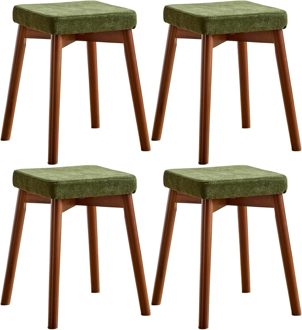 Upholstered Vanity Bench Set - Solid Wood Stool with Soft Cushion Seat for Living Room, Dining Room, Entryway, Bedroom, Home Decor
