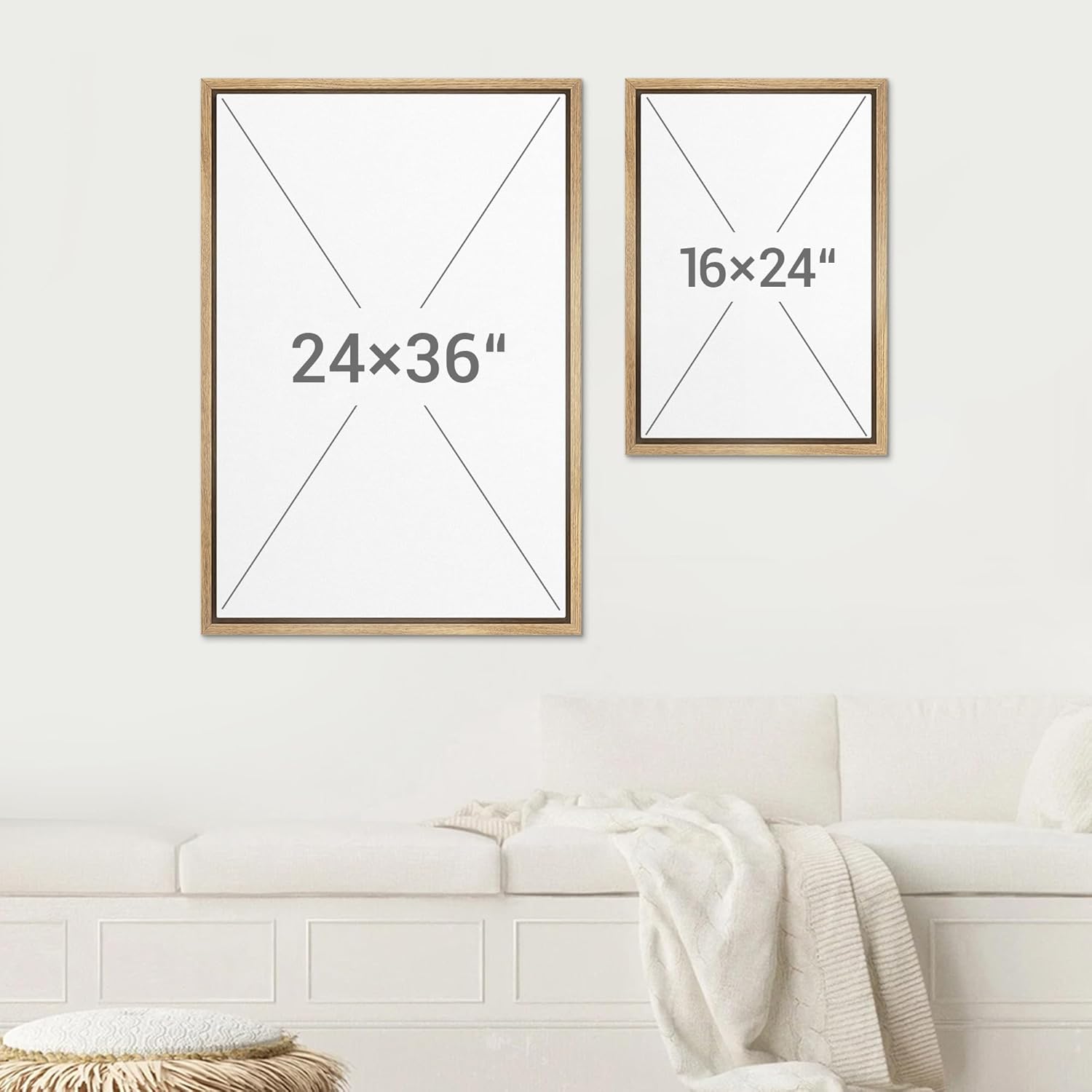 SIGNWIN Framed Canvas Print Wall Art Set Teal Sky Ocean Wave Beach Shore Nature Wilderness Illustrations Modern Art Decorative Scenic Rustic Zen for Living Room, Bedroom, Office - 16'x24'x3 Natural