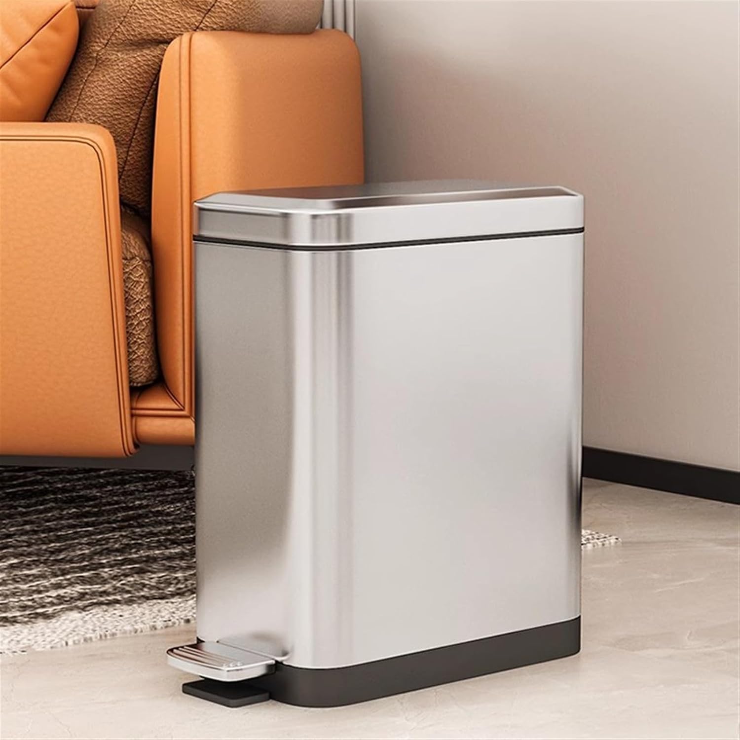 Stylish Stainless Steel Trash Can with Soft Close Lid Removable Inner Bucket Ideal for Home Kitchen Bathroom Sleek Tungsten Finish 18L Capacity