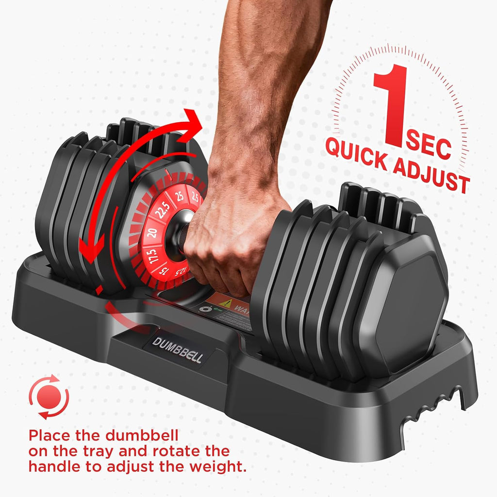 Adjustable Dumbbells Set, 10 in 1/15 in 1 Free Adjustable Weights Dumbbells Set, 25/55/52.5lbs Weights Set with Anti-Slip Handle, Fast Adjust Equipment Compact for Home Gym Strength Training