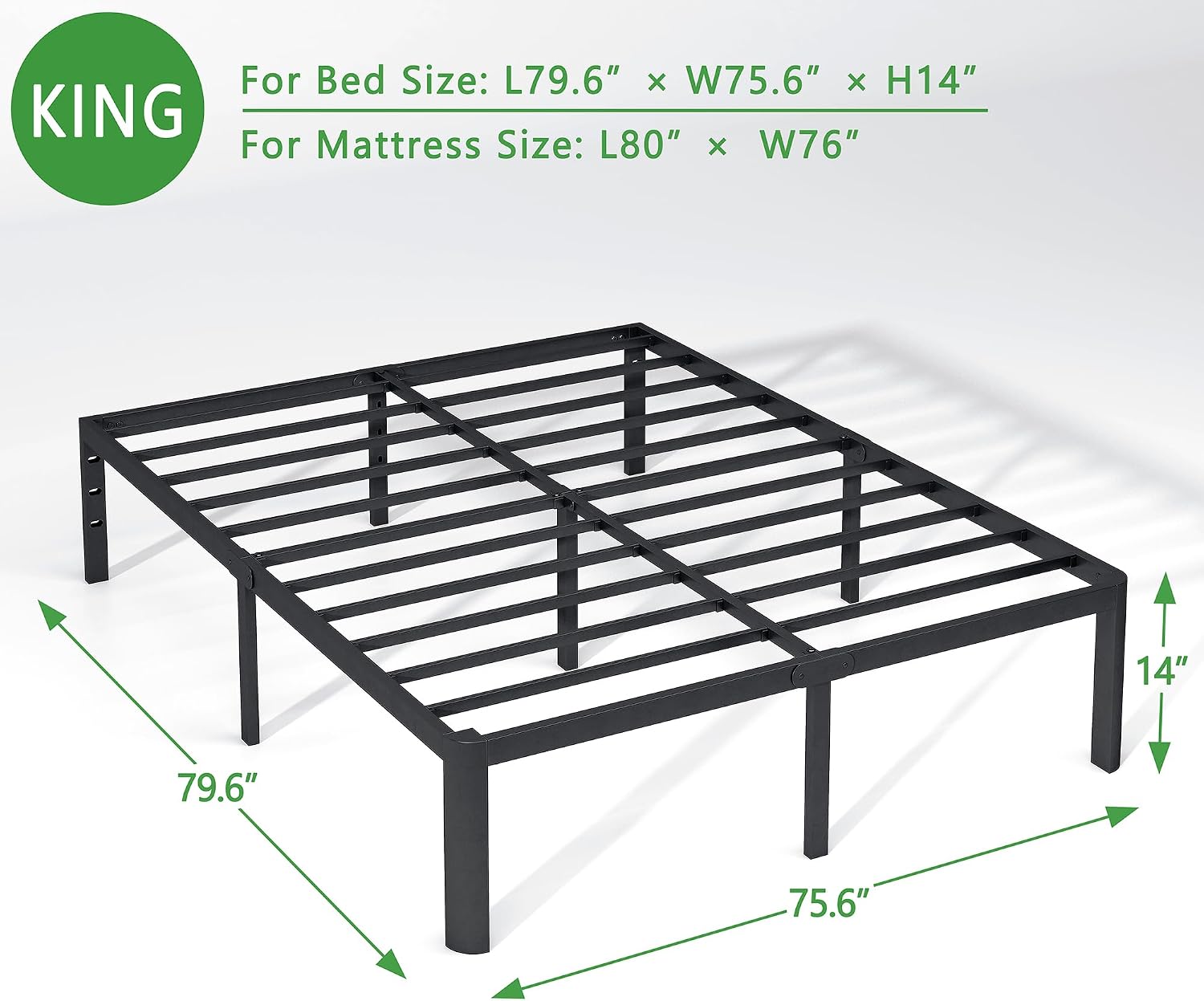 14 Inch King Bed Frame with Round Corners, Heavy Duty Metal Platform Bed Frame King Size, Noise Free, No Box Spring Needed, Easy Assembly - Sturdy and Elegant, Black