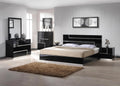 Contemporary Black Lacquer 5pc Bedroom Set - California King Size | Chrome Finish Base, High Gloss Finish Wood Bed Set
