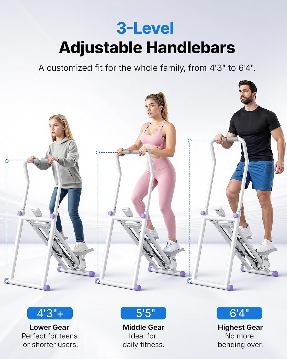 MERACH Stair Stepper for Home Gym Exercise, New Version Stairmaster for Full-Body Workout, Compact Folding Stair Climber with Extended Step Range, Adjustable Handlebar/Pedal