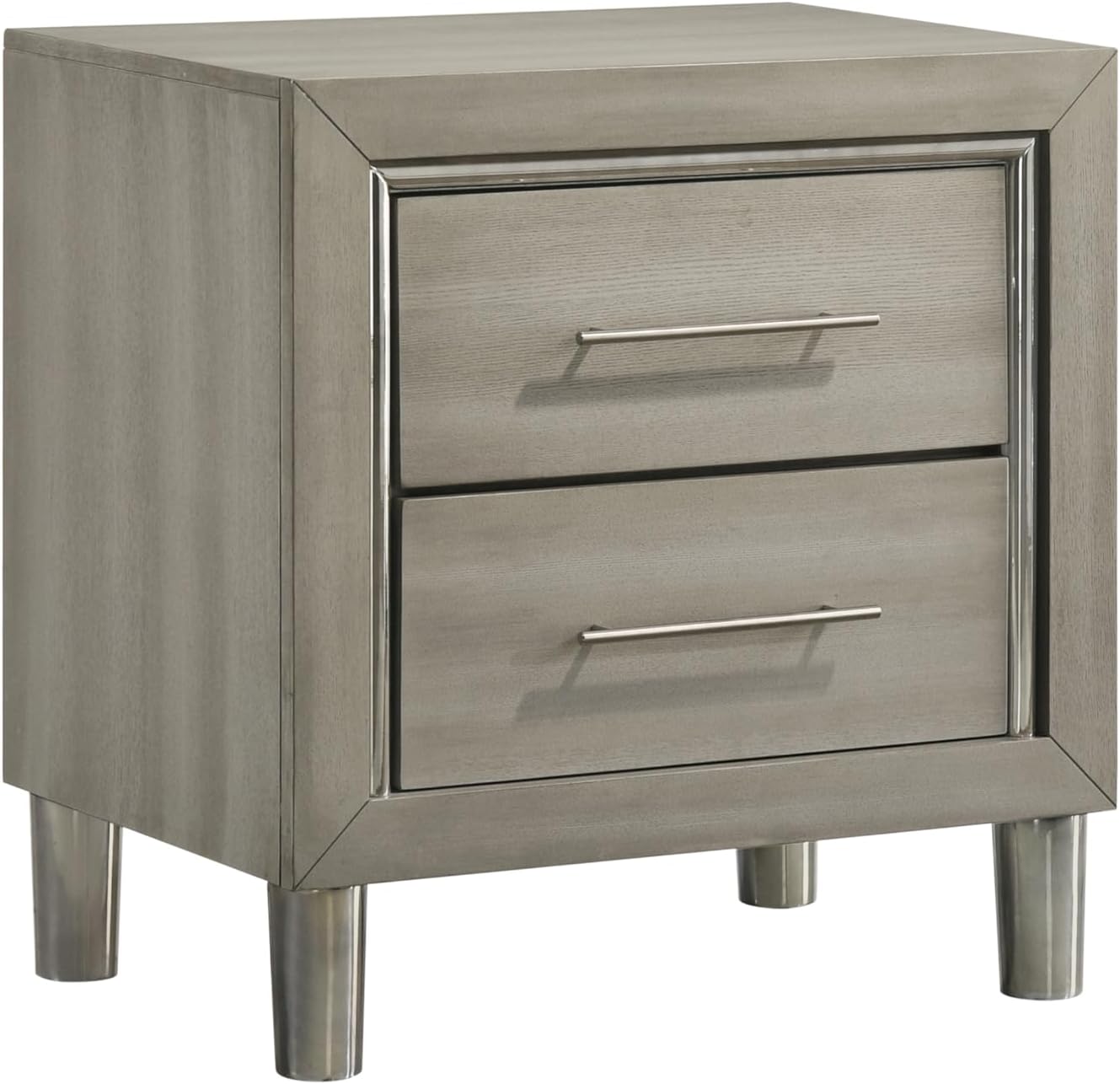 New Classic Furniture Lennox 4Pc Wood Cal King Bedroom Set w Nightstand, Gray