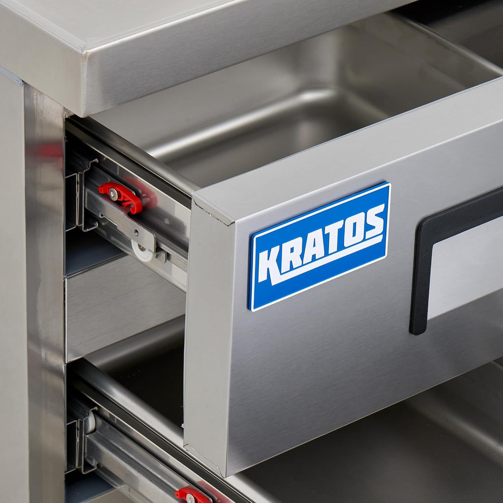 Kratos Commercial Refrigerator, 36' Wide Two Drawer Chef's Base, Refrigerated Mobile Equipment Stand for Restaurants, Stainless Steel, 115V, 6.5 Cubic Ft. Capacity (67K-314)