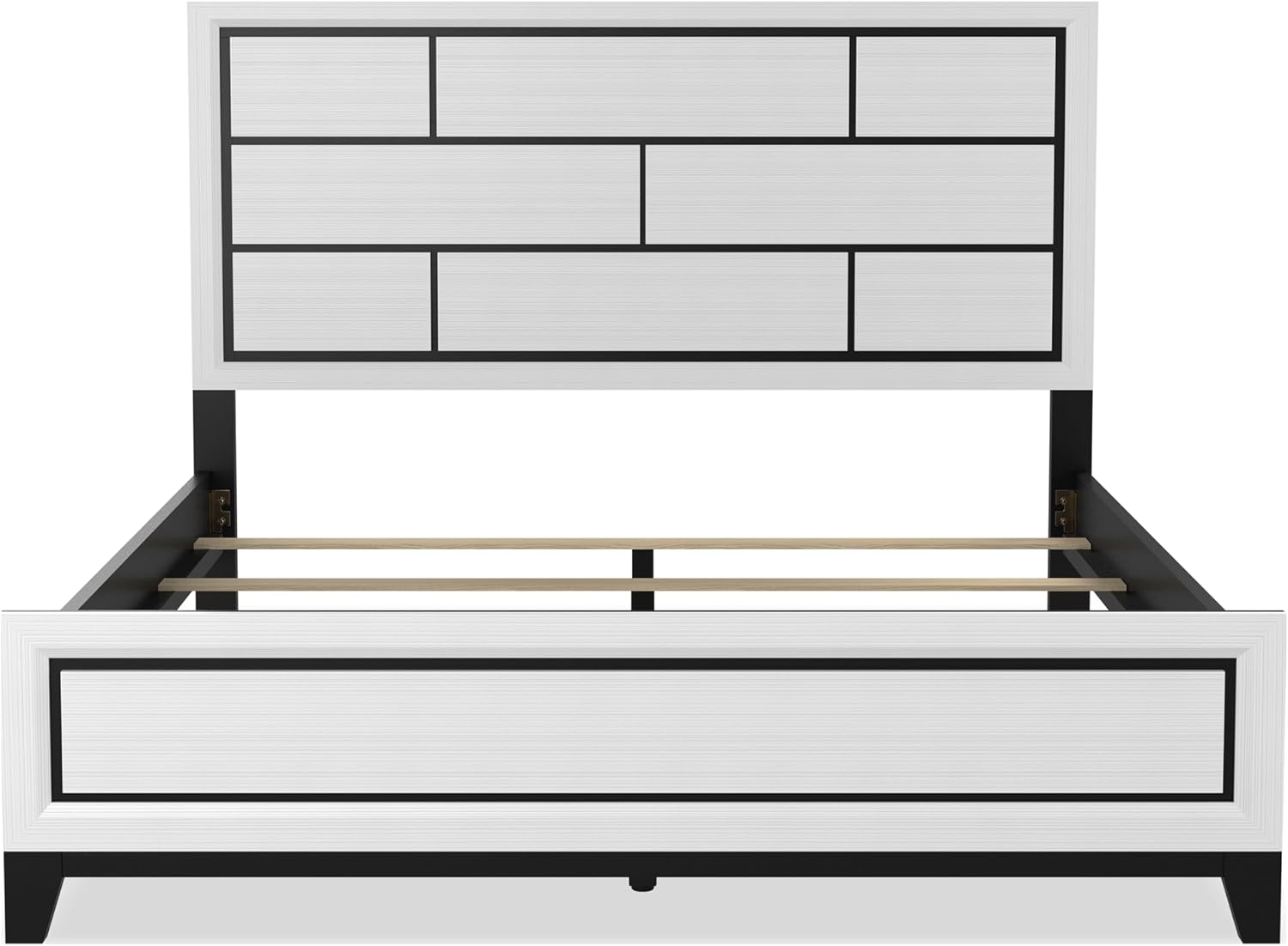 Furniture of America Lucien Modern Wood 3-Piece King Bedroom Set with Panel Style Headboard, Two-Tone Design and Wooden Legs, Box Spring Needed, White