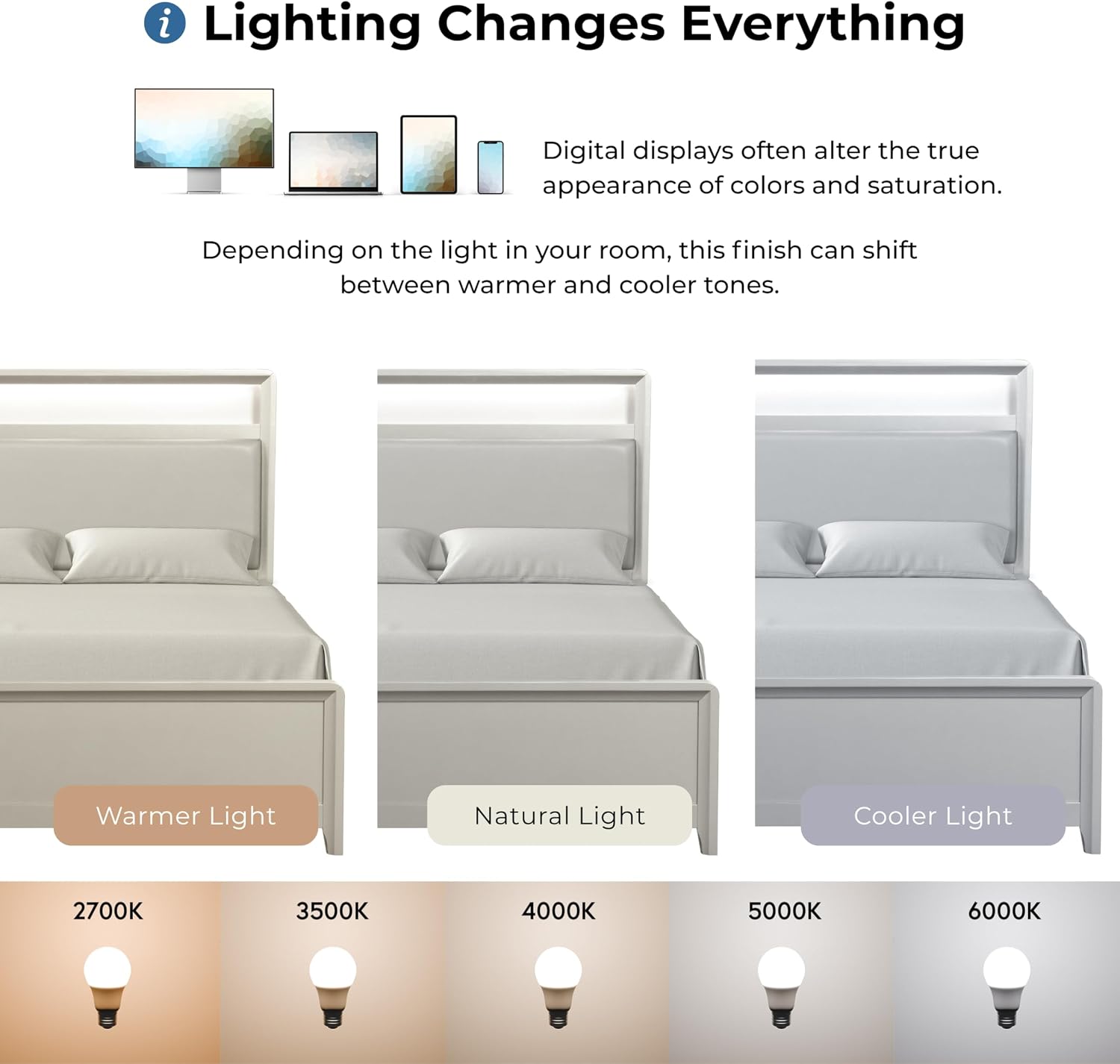 Furniture of America Standin Modern Solid Wood 3-Piece Bedroom Set with LED on Bookcase Headboard, USB-A and USB-C on Both Sides, Brushed Nickel Finish, Box Spring Needed, Full, Champagne