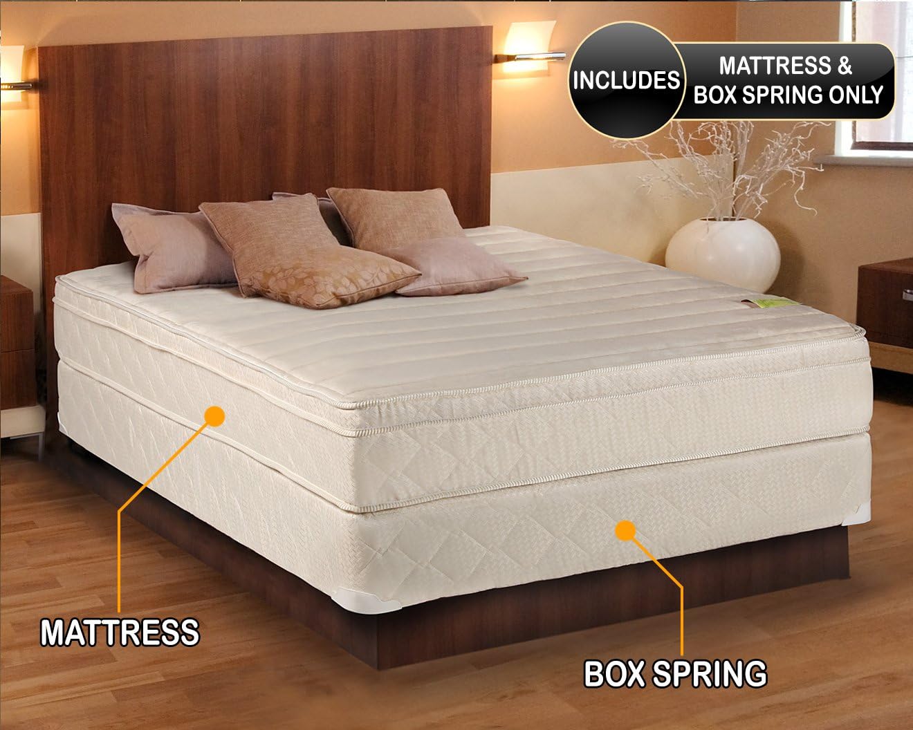 DS USA Comfort Pedic Firm PillowTop (Eurotop) Mattress Set with Metal Bed Frame - Sleep System with Enhanced Cushion Support, Longlasting Comfort, Orthopedic (King 76'x80'x11')
