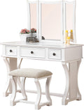 Poundex Bobkona Edna Vanity Set with Stool, White