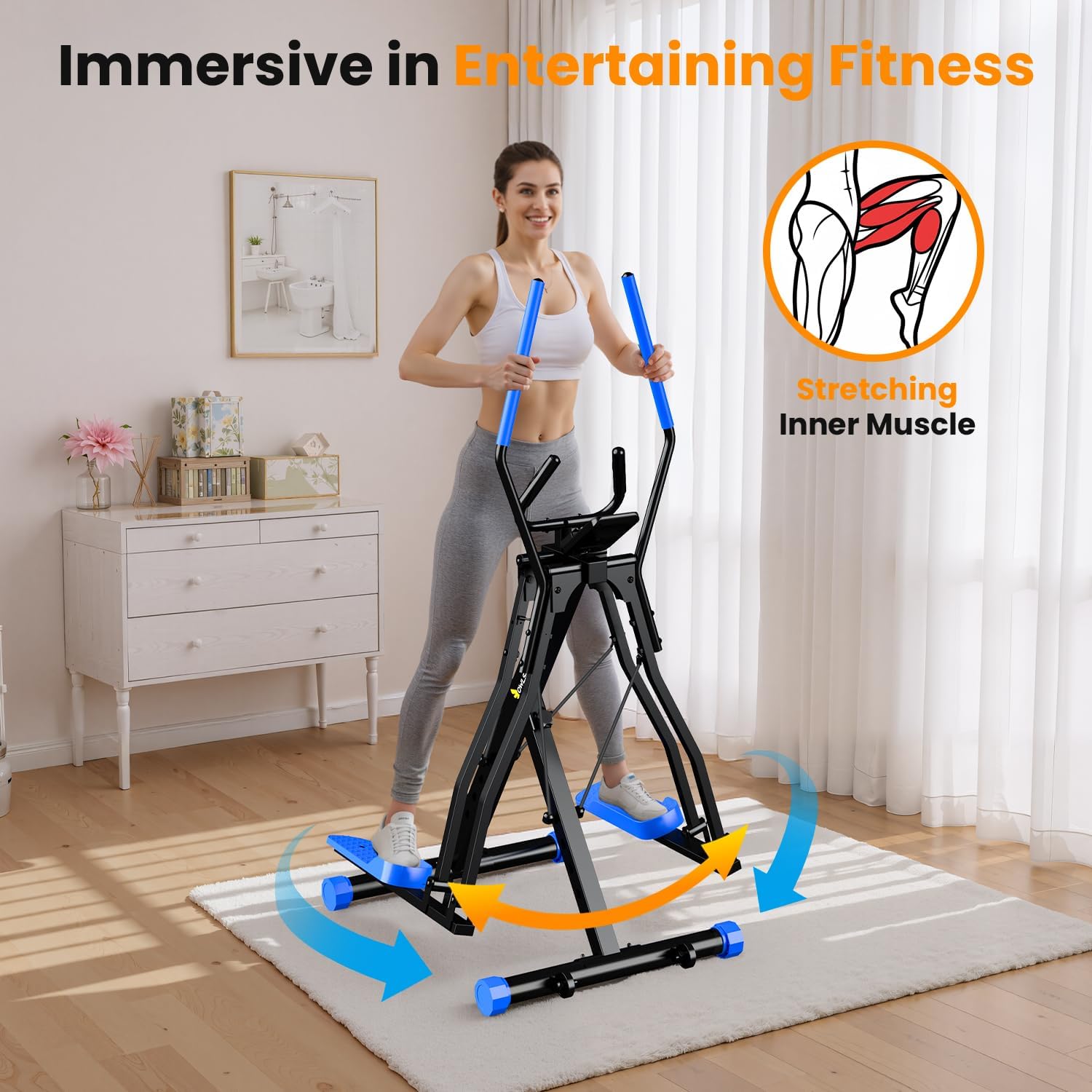 OWLSKY Air Walk Elliptical Exercise Machine for Home Gym – Full-Body Cardio Cross Trainer Glide Exercise with LCD Monitor, Device Holder, Low-Impact Workout, Full Body Fitness Equipment 400LBS
