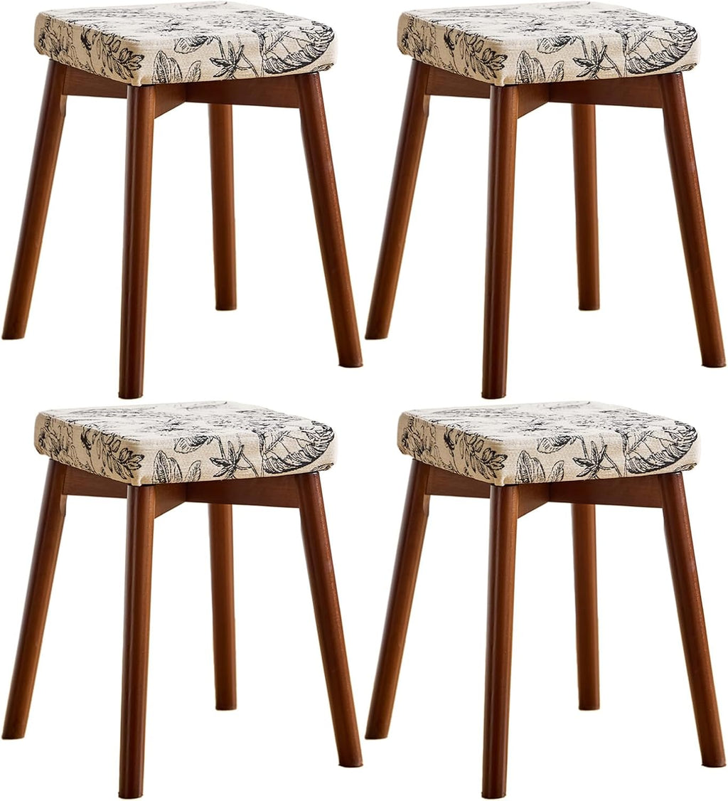 Upholstered Vanity Bench Set - Solid Wood Stool with Soft Cushion Seat for Living Room, Dining Room, Entryway, Bedroom, Home Decor