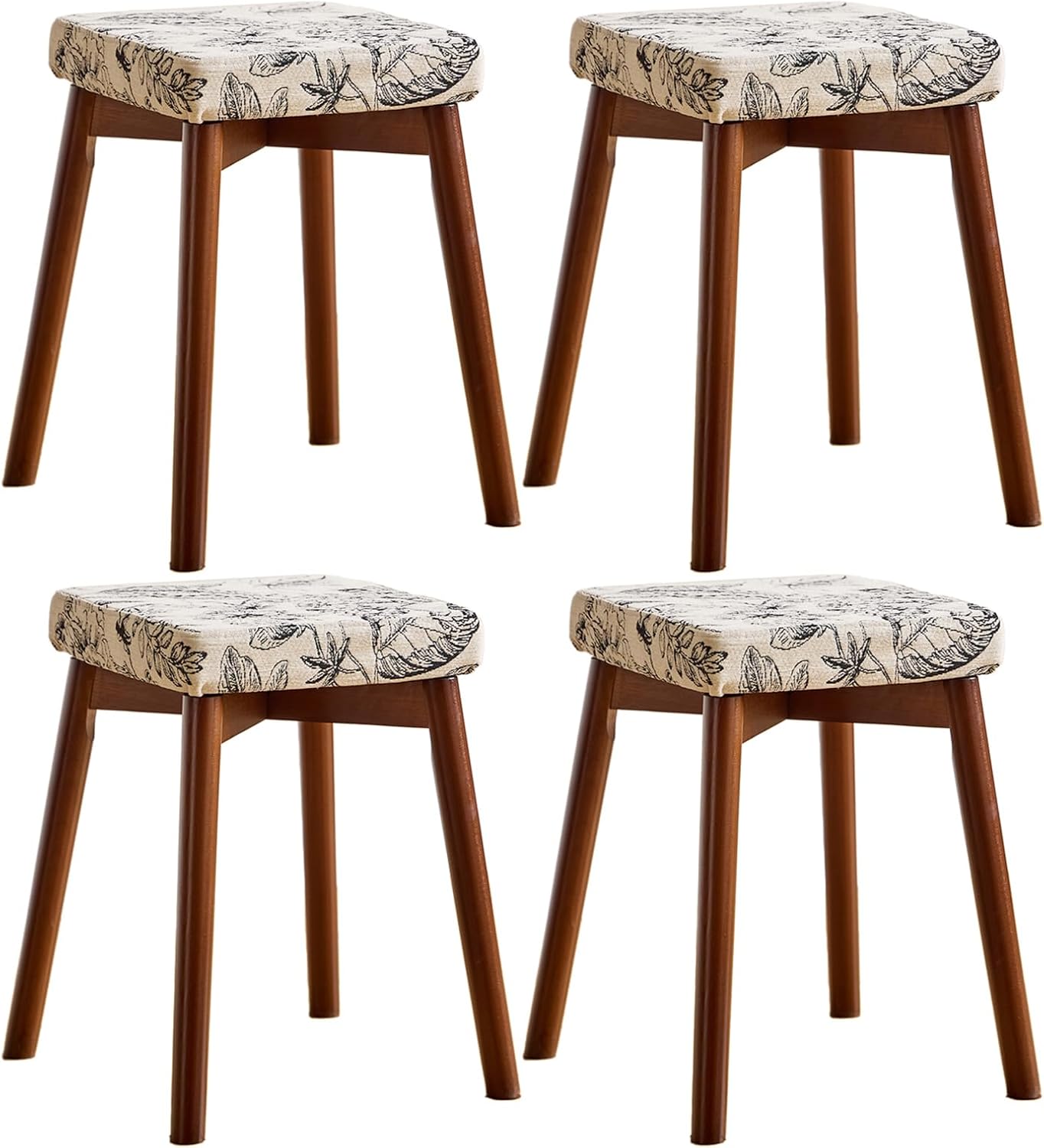 Upholstered Vanity Bench Set - Solid Wood Stool with Soft Cushion Seat for Living Room, Dining Room, Entryway, Bedroom, Home Decor