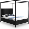 Meridian Furniture KellyBlack-Q Kelly Collection Modern | Contemporary Queen Bed with Rich Black Boucle Fabric, Matte Black Iron Metal Frame Canopy, 62.5' W x 84.5' D x 77' H, Black, Queen