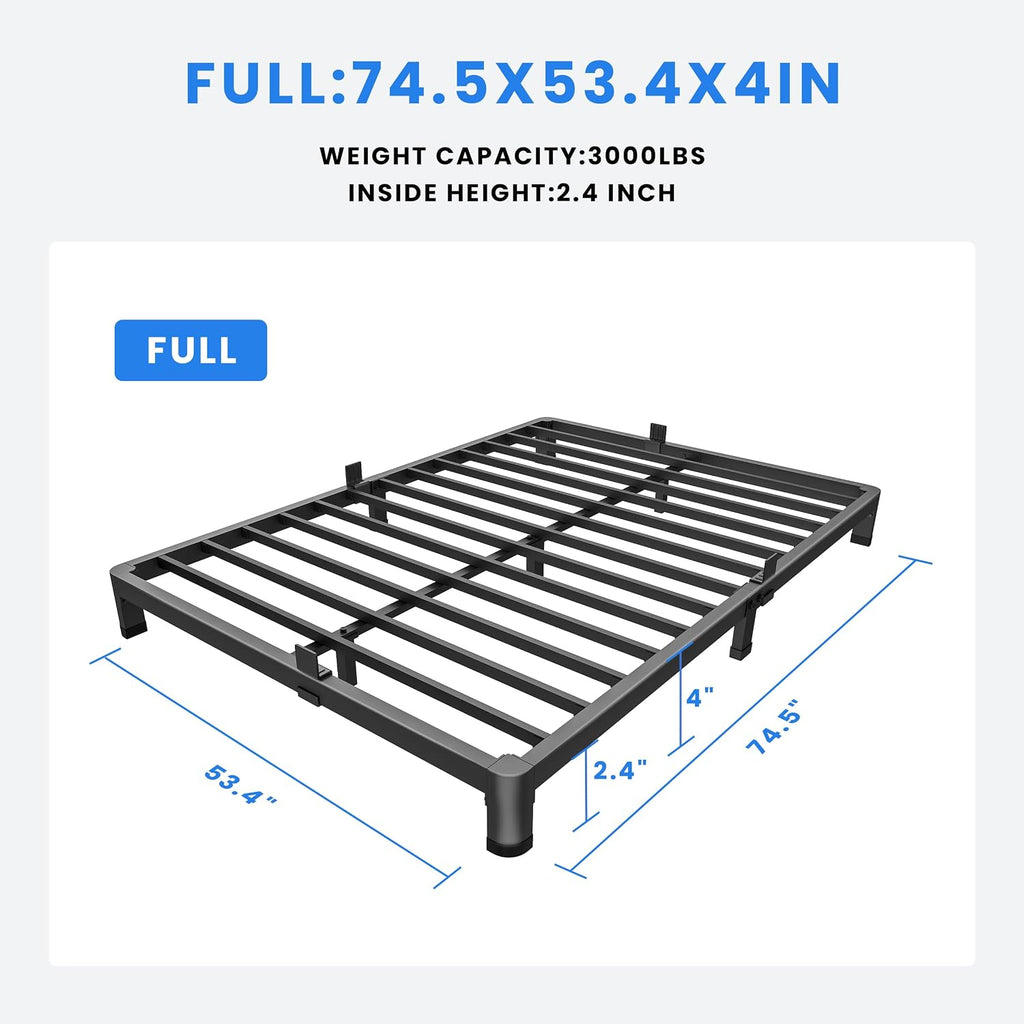 MAF 4 Inch Full Size Metal Platform Bed Frame with Round Corner Legs, 3000 LBS Heavy Duty Steel Slats Support, Noise Free, No Box Spring Needed, Easy Assembly