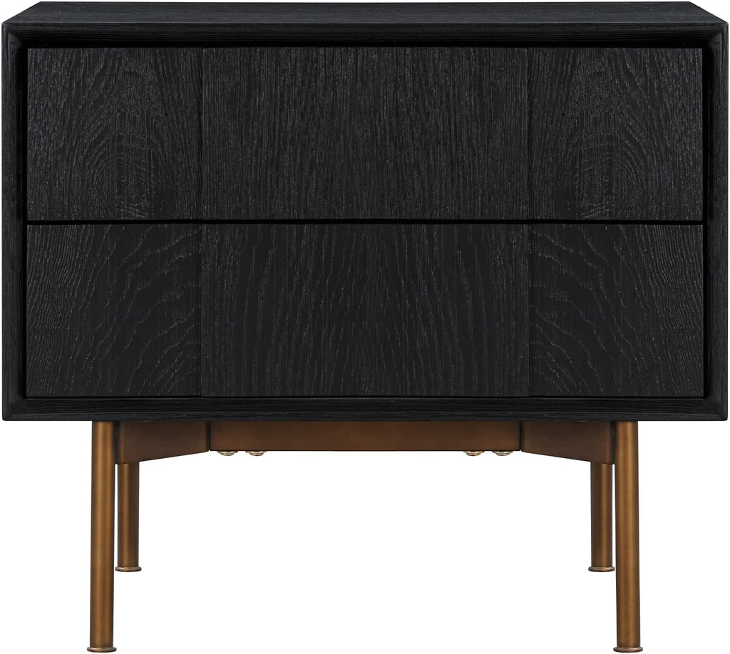 Armen Living Carnaby King 3 Piece Bedroom Set in Black Brushed Oak Wood