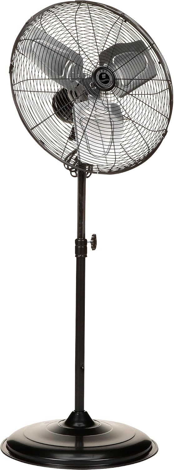 TPI Corporation CACU-20-P Air Circulator Commercial Pedestal Fan - 120v High Velocity Standing Fan for Versatile Use - Single Phase Non oscillating Aluminum Blade Fan - UL/C-UL Listed, Black