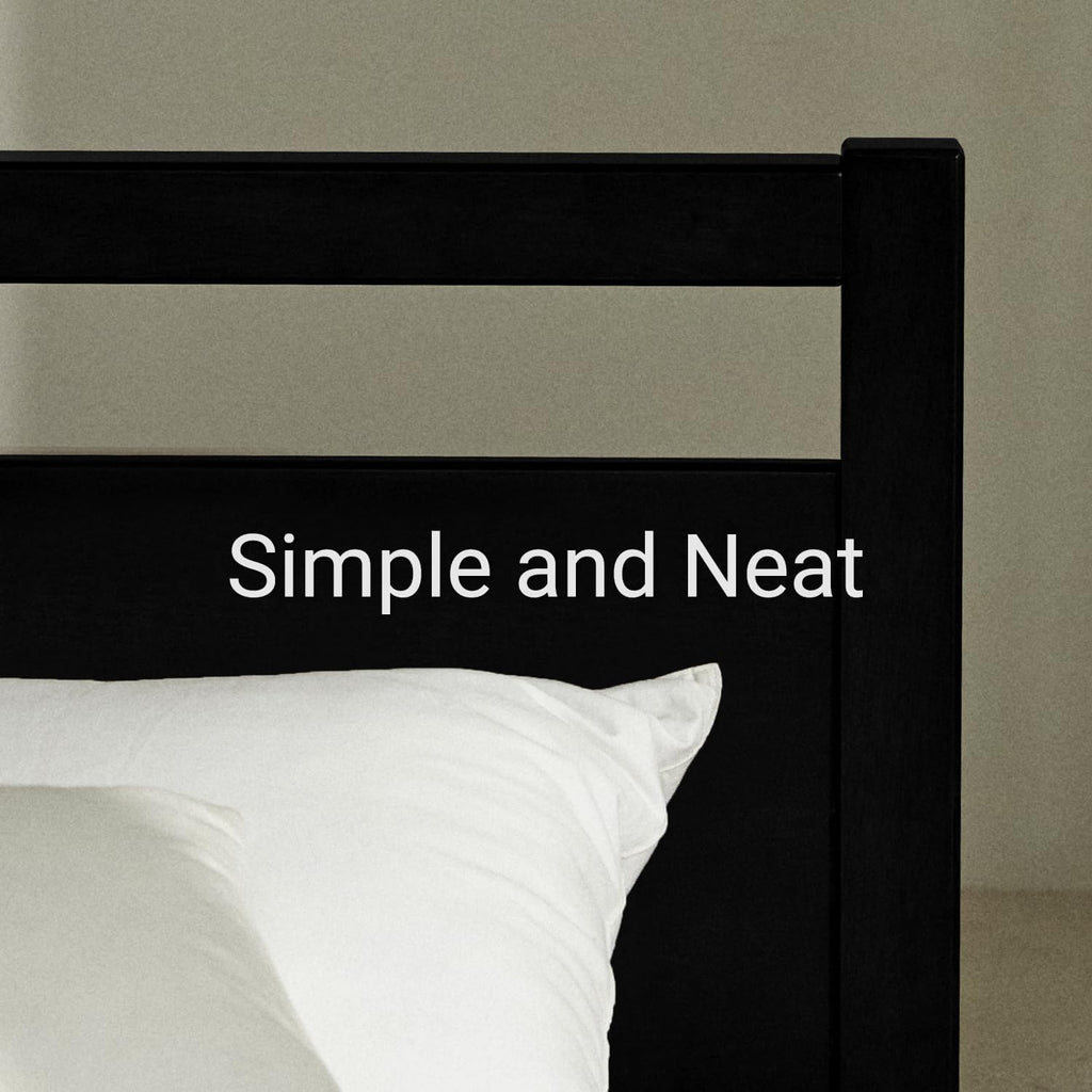 LIFEMENT Signature Wood Platform Bed Frame with Headboard, Essential, Noise Free, Under Bed Storage, No Box Spring Needed, Easy Assembly (Black, Full)