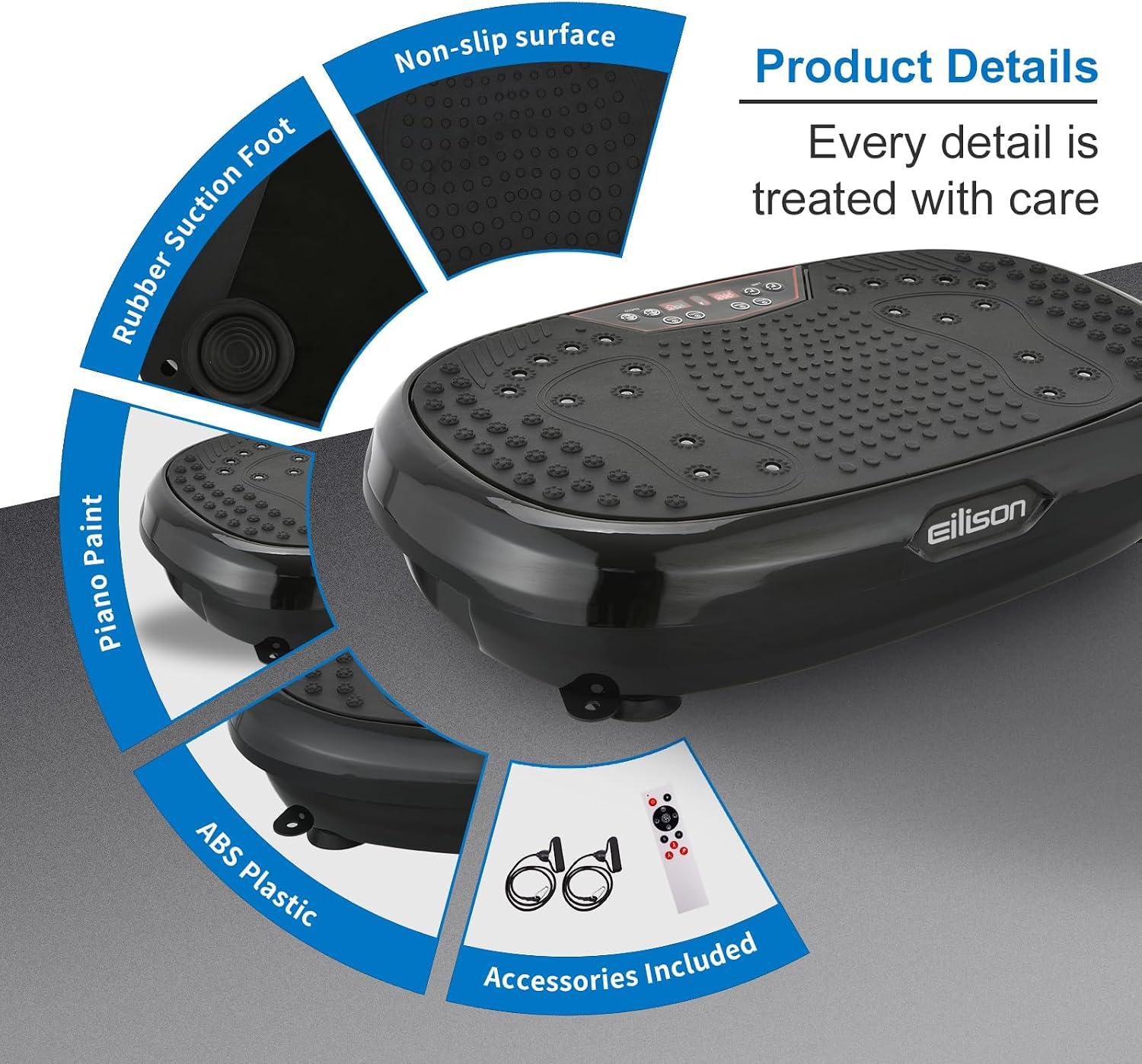 EILISON FitMaxx 3D XL Vibration Plate Exercise Machine - Whole Body Workout Vibration Platform w/Loop Bands - Lymphatic Drainage Machine for Weight Loss, Shaping, Recovery