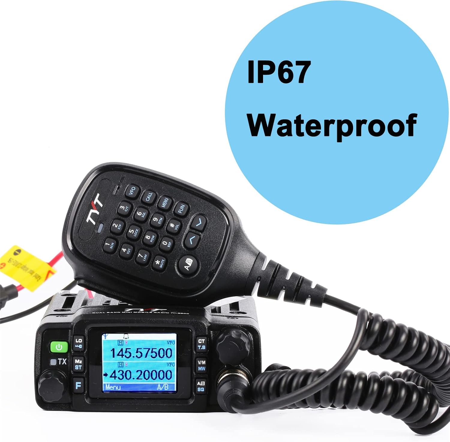TYT TH-8600 Mini 25 Watt Dual Band Amateur Radio Base, IP67 Waterproof Radio VHF: 144-148mhz (2m) UHF:420-450mhz (70cm) Car Mobile Transceiver with Cable