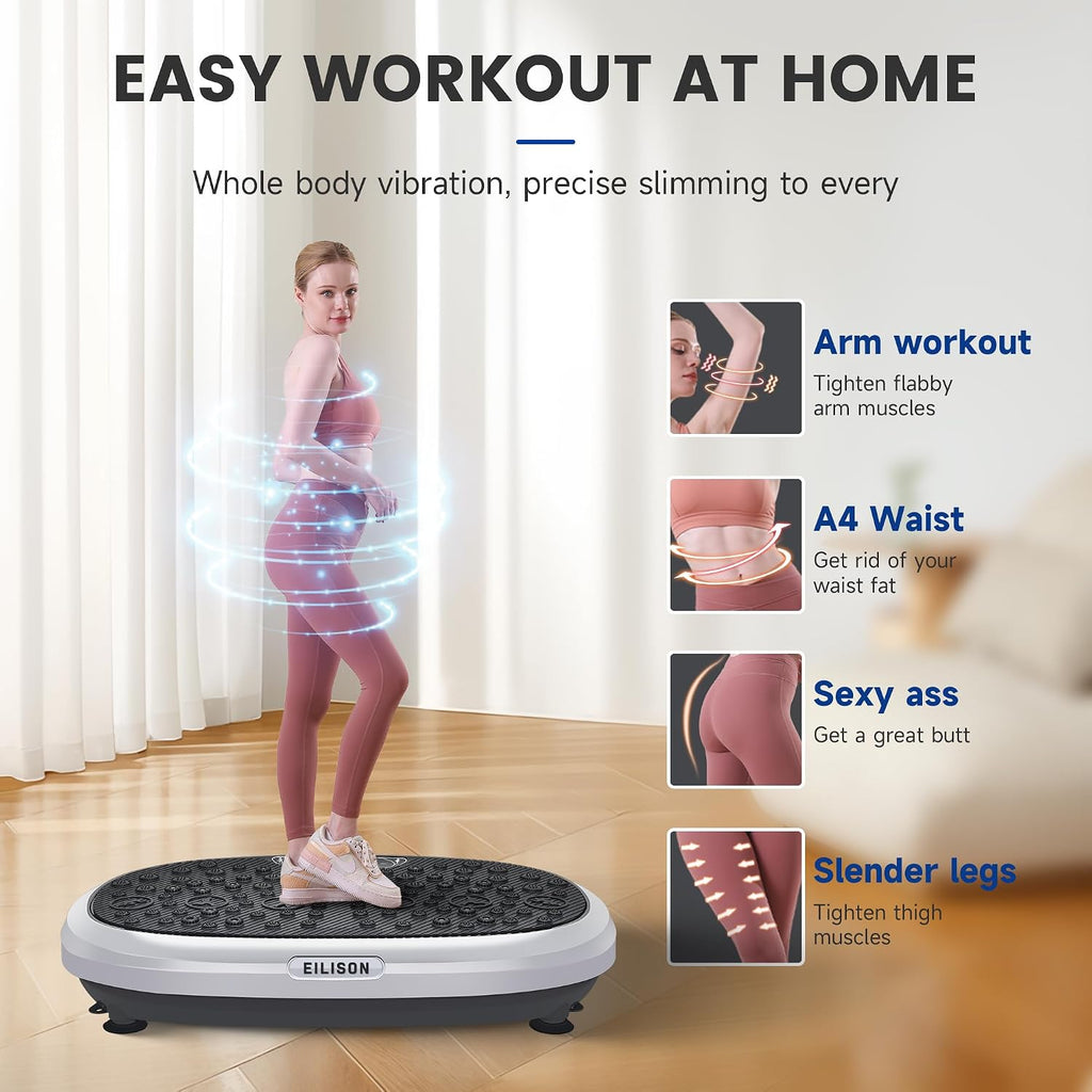 EILISON FitMaxx 3D XL Vibration Plate Exercise Machine - Whole Body Workout Vibration Platform w/Loop Bands - Lymphatic Drainage Machine for Weight Loss, Shaping, Recovery
